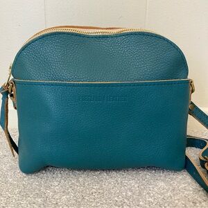 NWOT PLG Portland Leather Goods Turquoise Blue Large Eclipse Crossbody Bag Purse